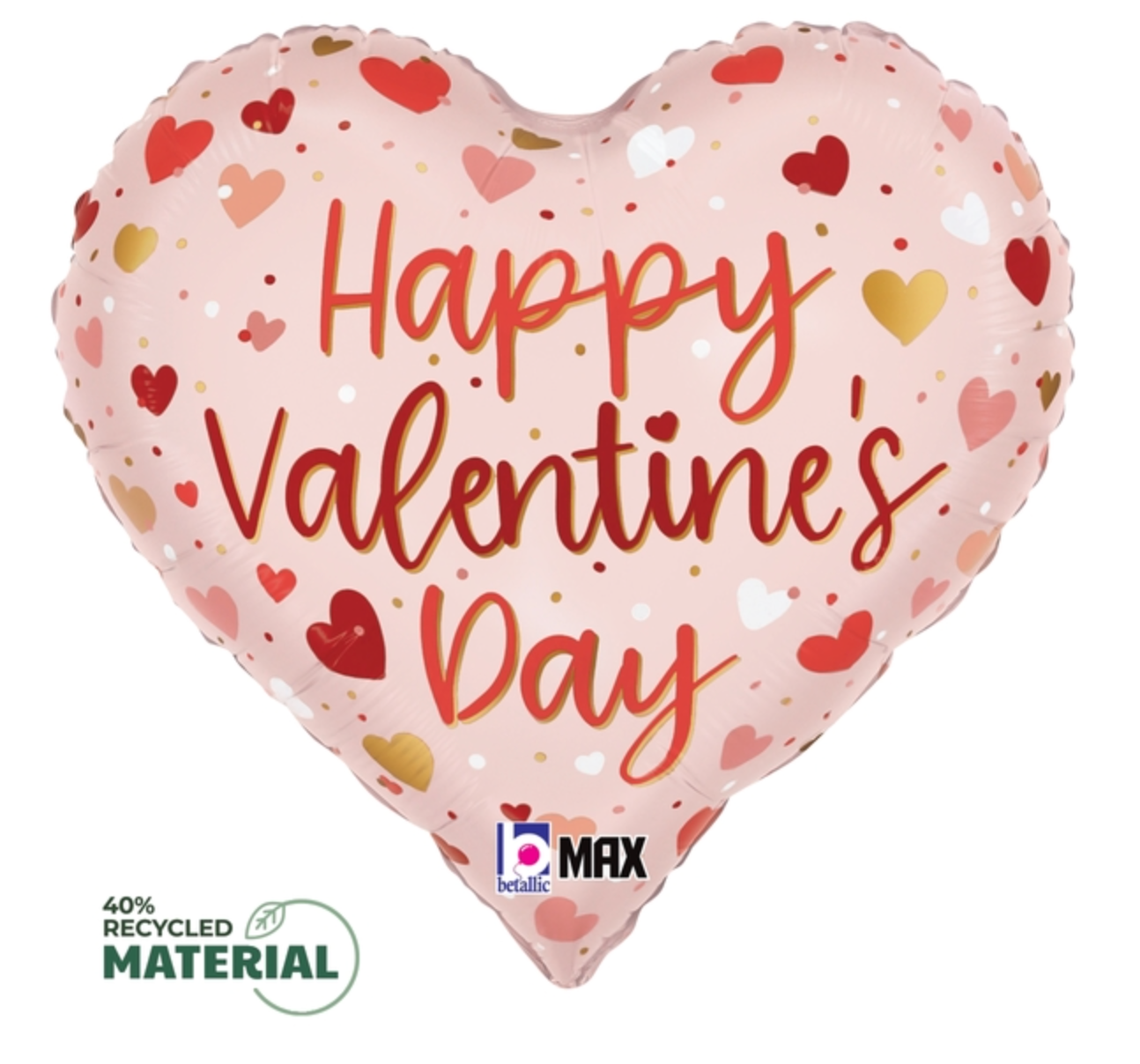 Betallic Valentine Pink Blush Hearts 18 inch Tapered Heart Balloon 1ct