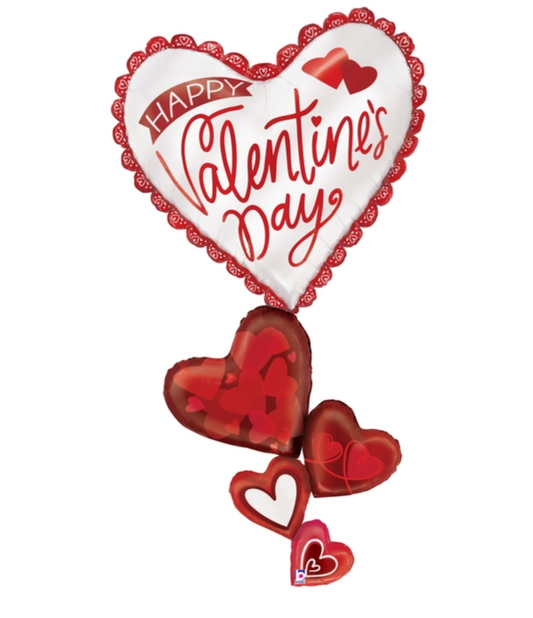 Betallic Special Delivery Satin Hearts 65 inch Foil Balloon (bottom air-filled) 1ct