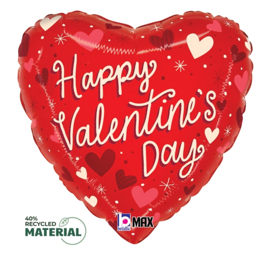 Betallic Valentine Striped Hearts 18 inch Heart Balloon 1ct