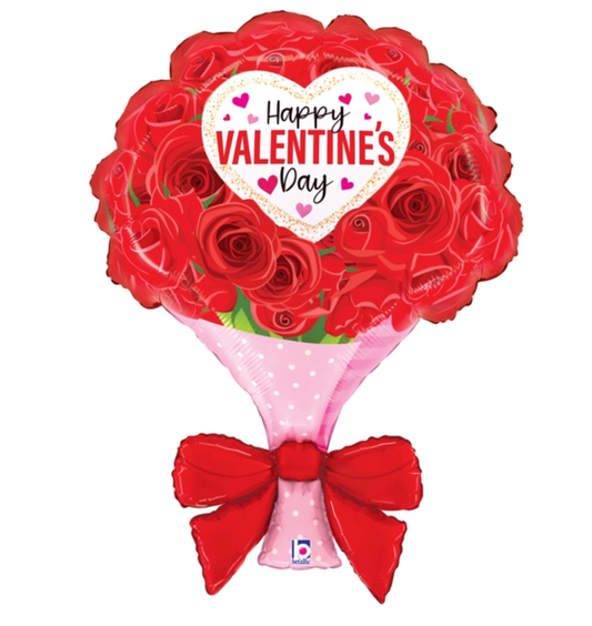 Betallic Valentine Wrapped Roses 32 inch Foil Balloon 1ct