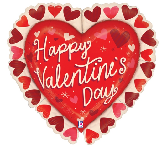 Betallic Valentine Frilled Heart 27 inch Foil Balloon 1ct