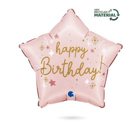 Grabo Happy Birthday Pastel Pink Star 18 inch Foil Balloon 1ct