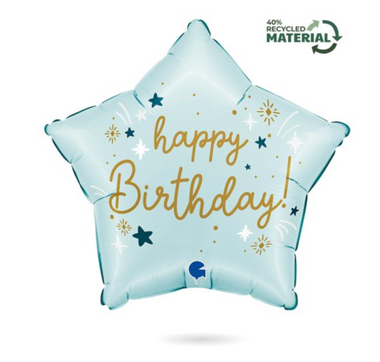 Grabo Happy Birthday Pastel Blue Star 18 inch Foil Balloon 1ct