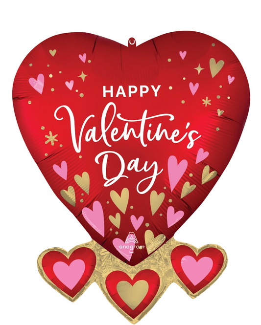 Anagram Happy Valentines Day Satin Heartfelt 27 inch Foil Balloon 1ct