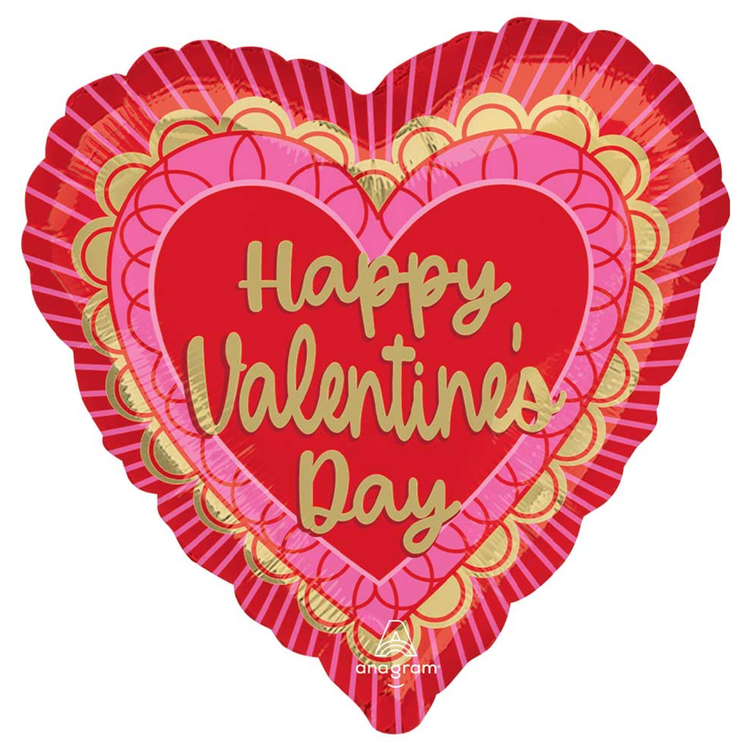 Anagram Happy Valentines Day Scalloped Sweet 17 inch Foil Balloon 1ct