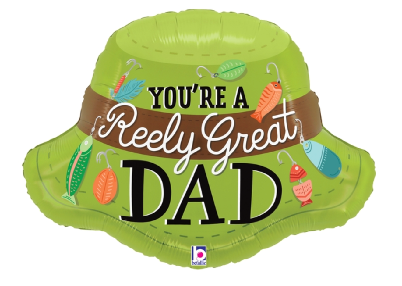 Betallic Reely Great Dad Fishing Hat 30 inch Foil Balloon 1ct