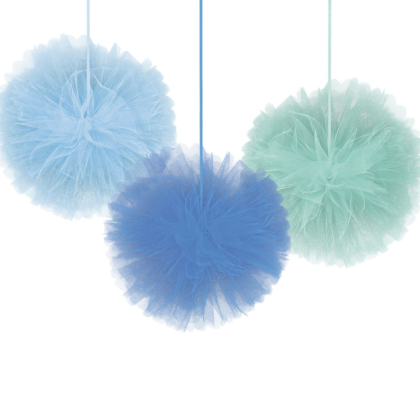 Deluxe Tulle Fluffy Decoration Boy Baby Shower 3ct - Toy World Inc