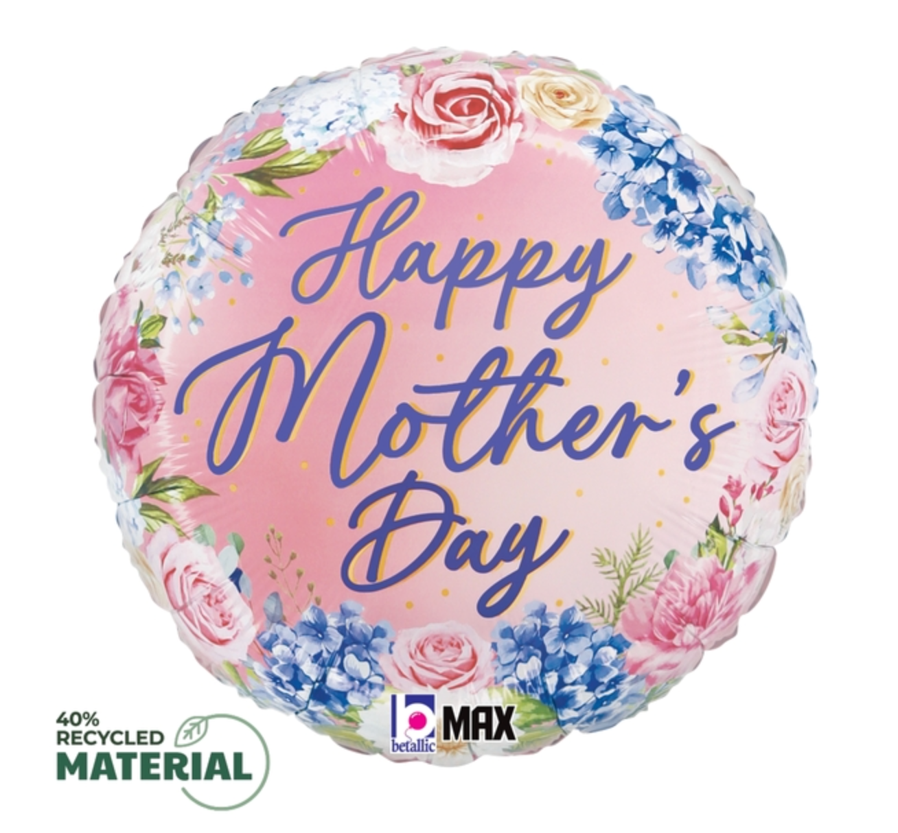 Betallic Hydrangea Mothers Day 18 inch Round Foil Balloon 1ct