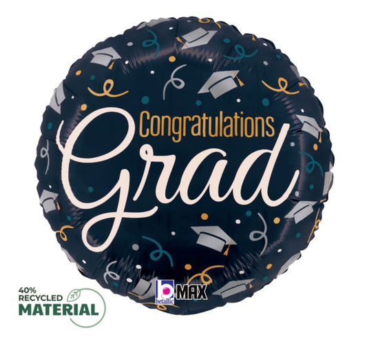 Betallic Congratulations Grad Celebration 18 inch Round Foil Balloon 1ct