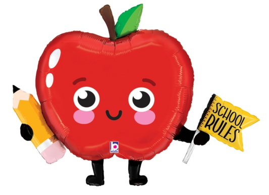 Betallic School Rules Apple 31 inch Shaped Foil Balloon 1ct