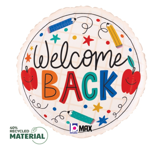 Betallic Welcome Back Doodles 18 inch Round Foil Balloon 1ct