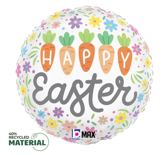 Betallic Happy Easter Carrots 18 inch Round Foil Balloon 1ct