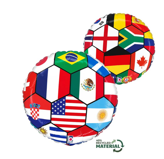 Betallic Soccer Ball Nations 18 inch Foil Balloon 1ct - Toy World Inc