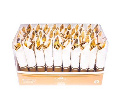 Cutlery with Napkin Gold 50ct