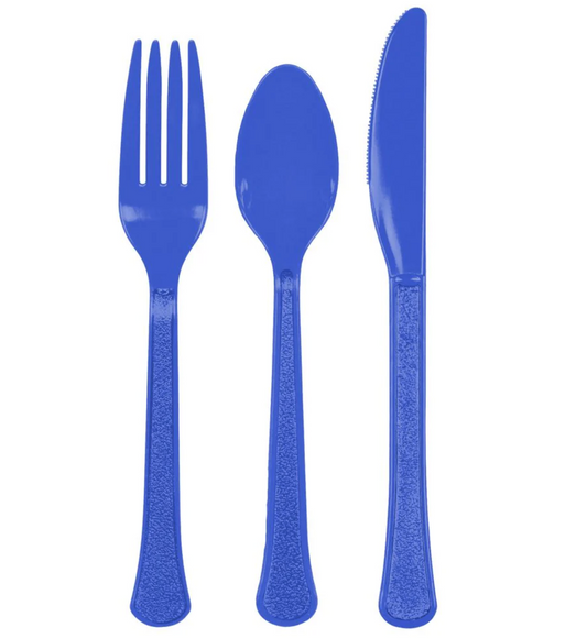 Cubiertos pesados surtidos azul real 24ct