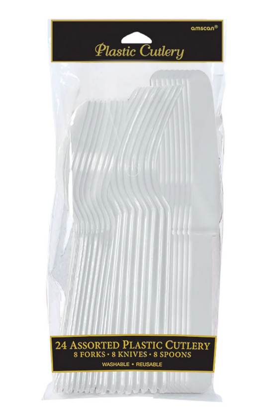 Assorted Plastic Cutlery Silver 24ct - Toy World Inc