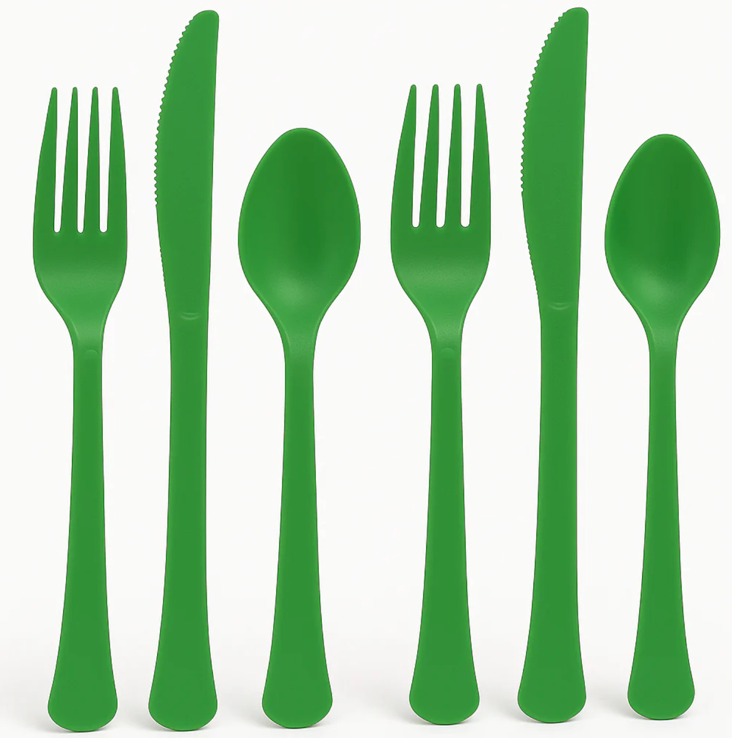 Plastic Cutlery Assortment Festive Green 80ct - Toy World Inc