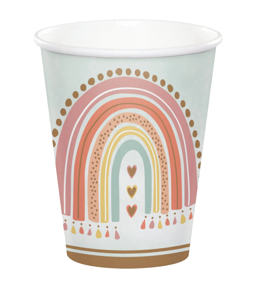 Taza para bebidas frías y calientes Boho Rainbow de 9 oz., 8 unidades