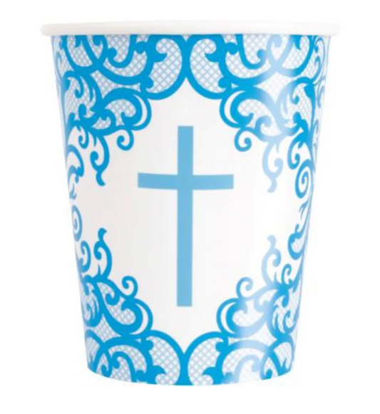8 Vaso Fancy Blue Cross de 9oz
