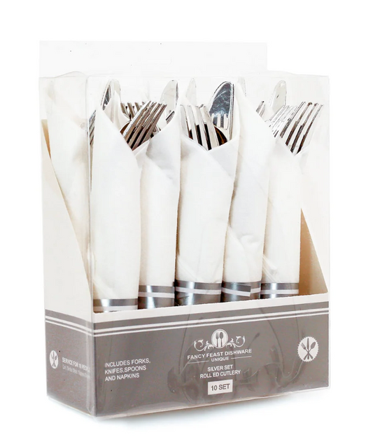 Cutlery with Napkin Silver 10ct