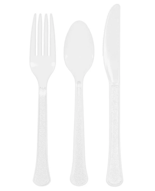 Heavy Weight Assorted Cutlery Frosty White 24ct