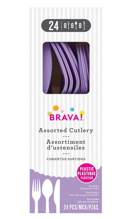Heavy Weight Assorted Cutlery Purple 24ct