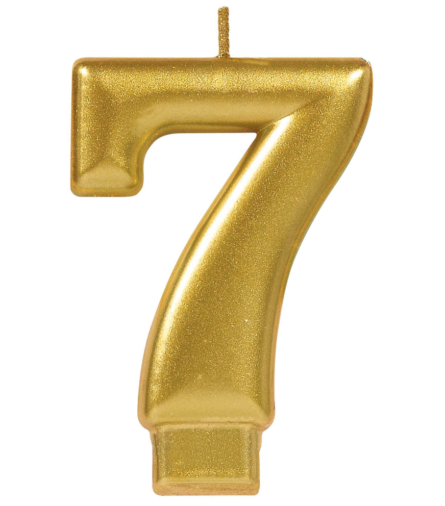 Metallic Gold Number 7 Candle
