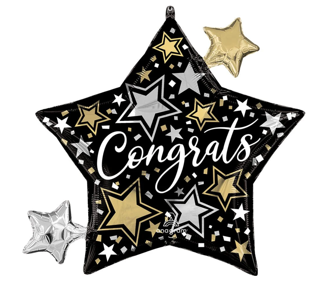 Anagram Congrats Stars 29 inch Foil Balloon 1ct