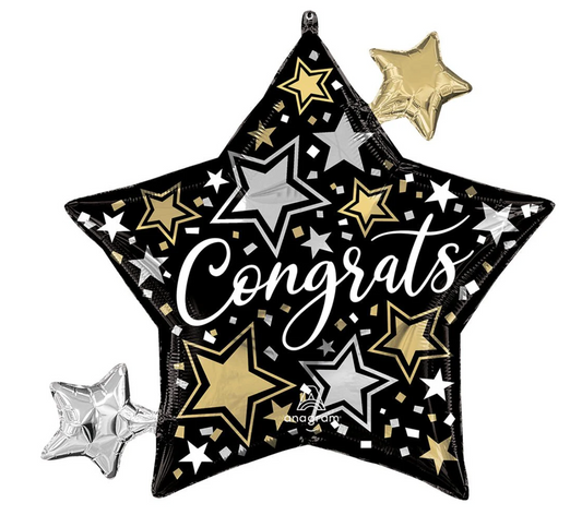 Anagram Congrats Stars 29 inch Foil Balloon 1ct