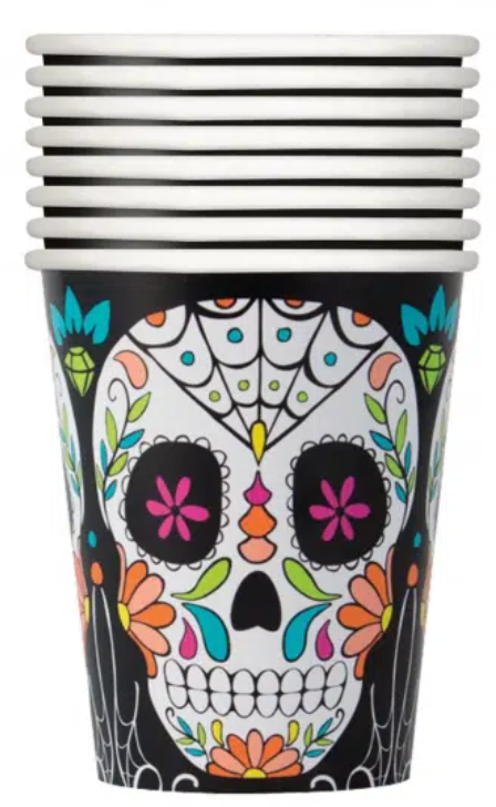 Halloween Day of the Dead 9oz Paper Cups 8ct