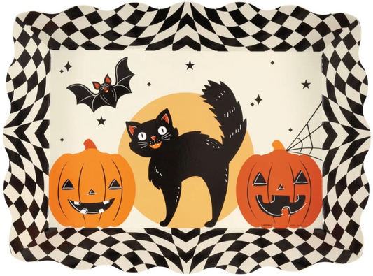 Halloween Bash Paper Board Scalloped Serving Tray 1ct