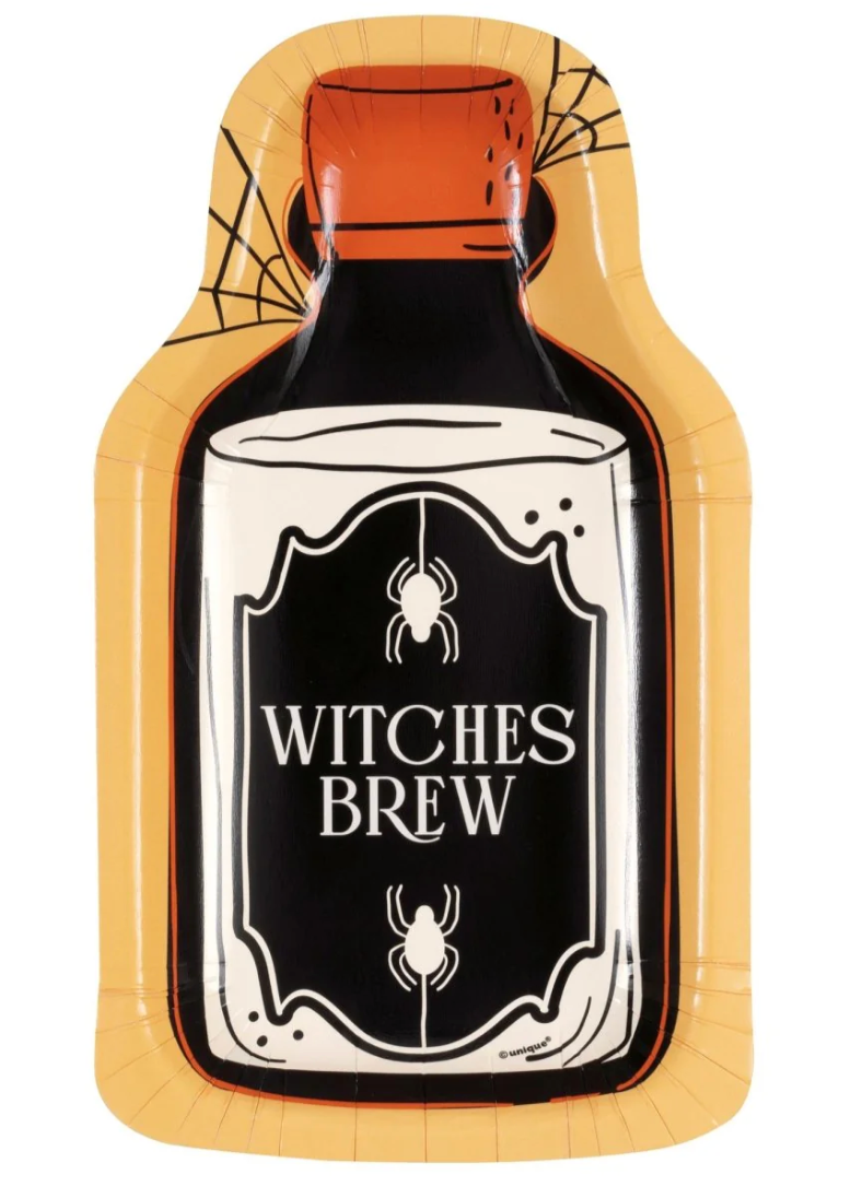 Halloween Bash Poison Bottle 9 inch Shaped Paper Plates 8ct