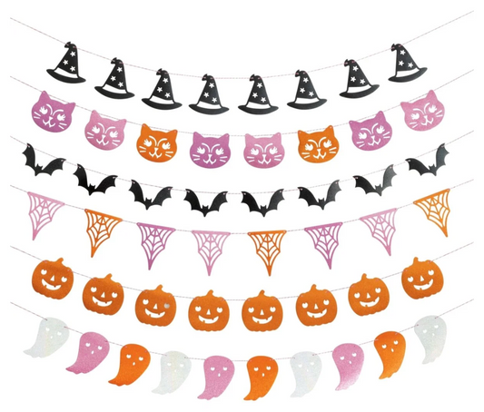 Halloween Iridescent Glitter Garland Backdrop Kit 6ft 1ct