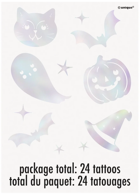 Adorable Halloween Iridescent Foil Tattoos 24ct