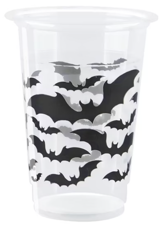Halloween Black Bats 16oz Plastic Cups 8ct