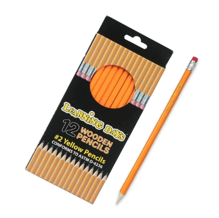 Pencil 12ct Yellow no2  with Eraser