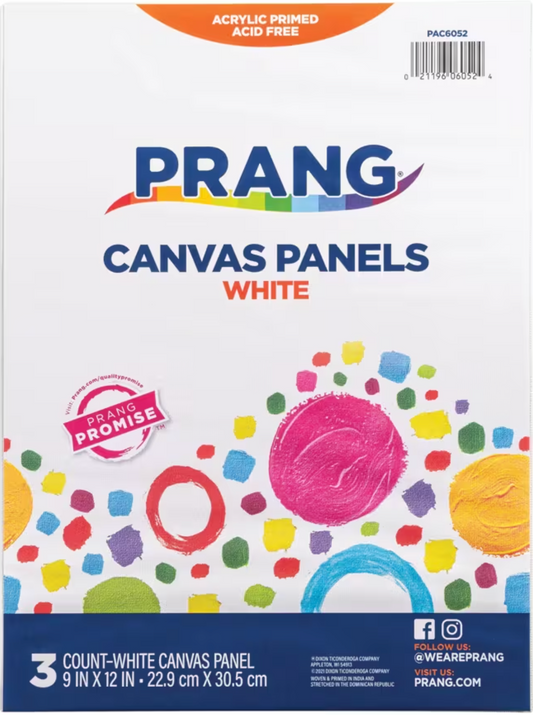 Prang White Canvas Panels 9x12 inch 3ct