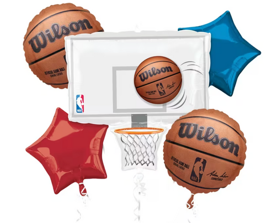 Anagram NBA Spalding Basketball Foil Balloon Bouquet 5ct