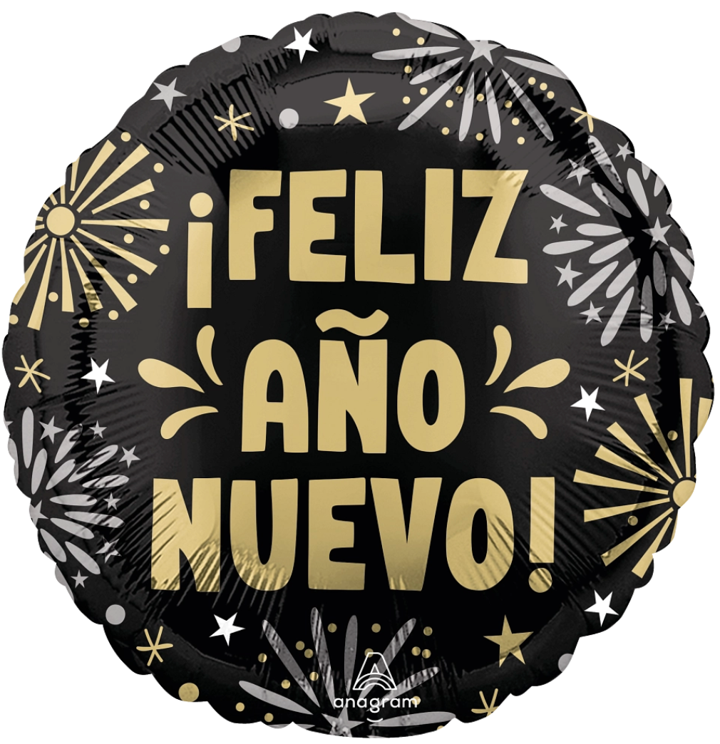 Anagram Feliz Ano Nuevo 17 inch Round Foil Balloon 1ct