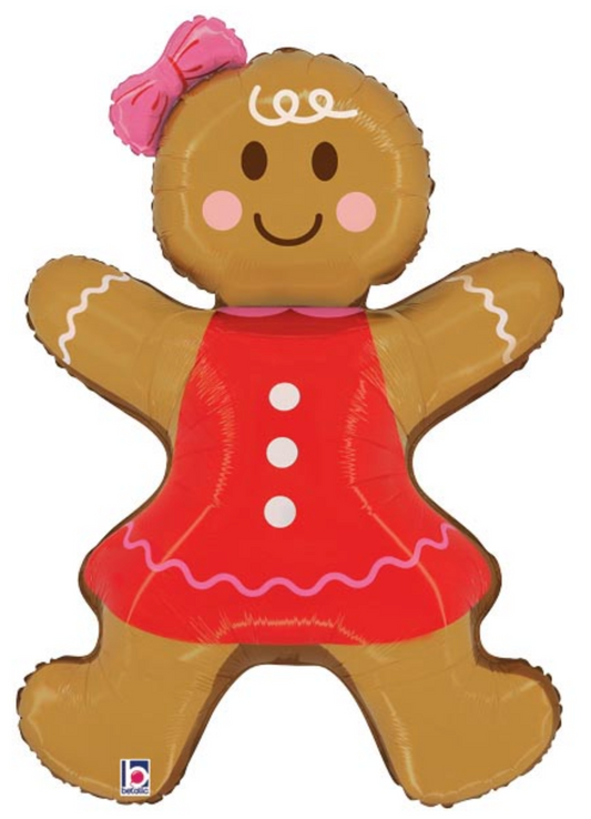 Betallic Gingerbread Woman 35 inch Shaped Foil Balloon 1ct