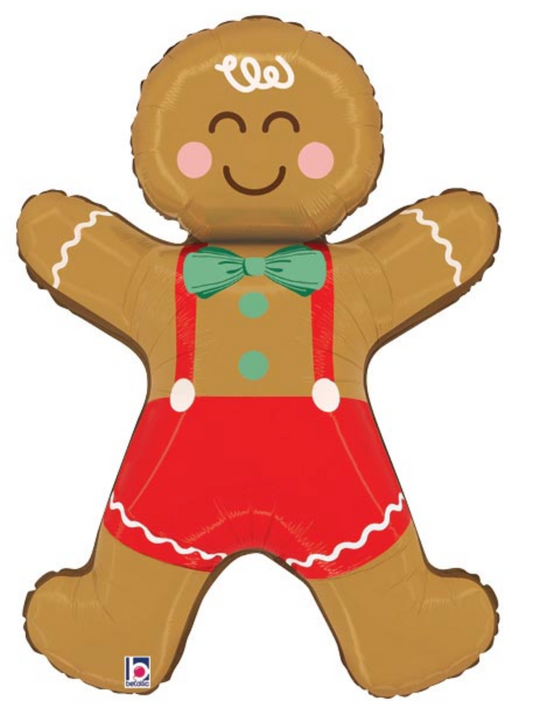 Betallic Gingerbread Man 35 inch Shaped Foil Balloon 1ct