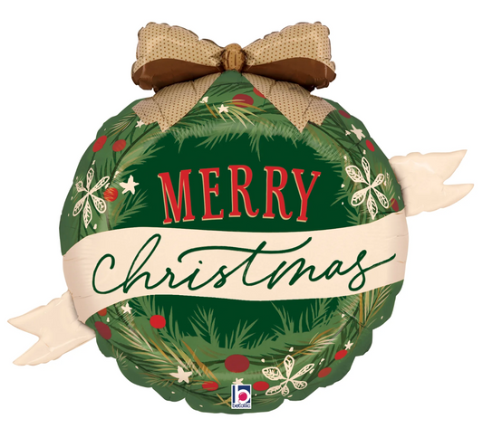 Betallic Cozy Christmas Wreath 36 inch Shaped Foil Balloon 1ct