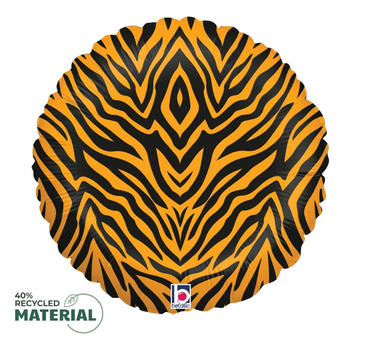 Betallic Tiger Stripes 18 inch MAX Float Round Foil Balloon Packaged 1ct