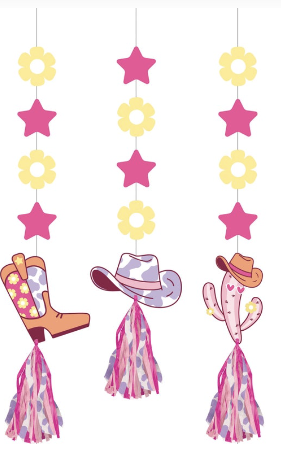 Boots and Bows Hanging Cutouts with Tassels 3ct