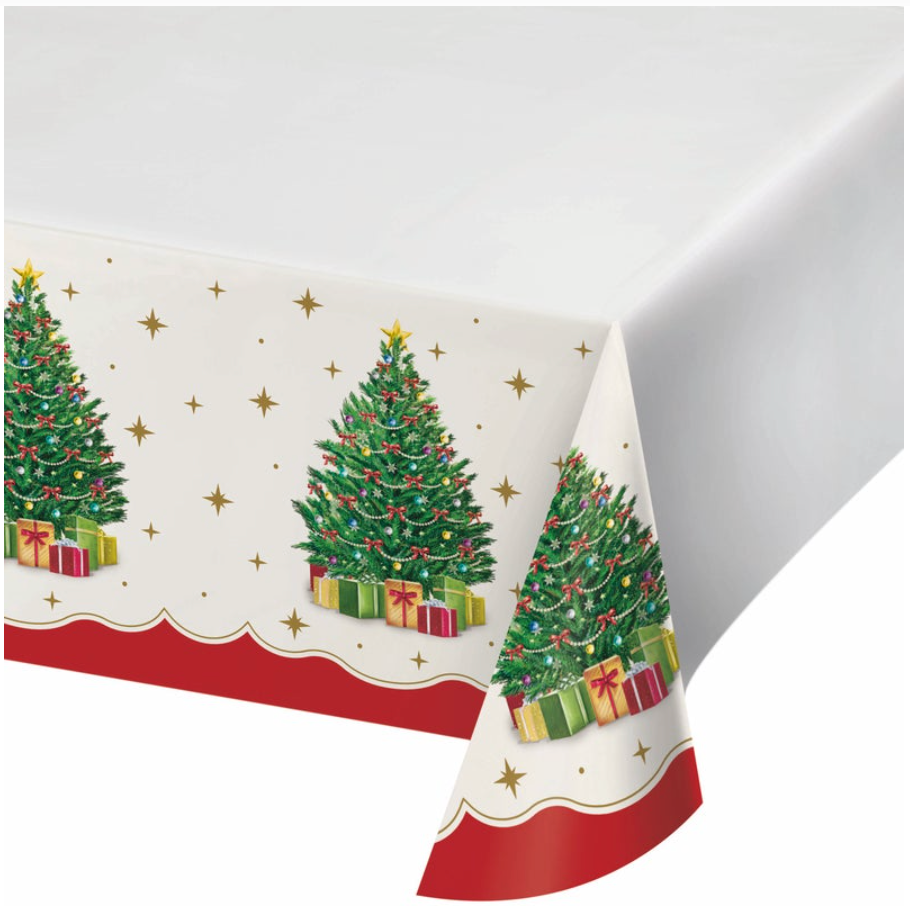 Sparkling Spruce Paper Tablecover Border Print 1ct