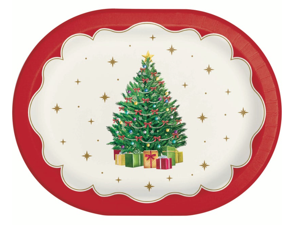 Sparkling Spruce Oval Platter 8ct
