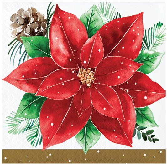 Christmas Blossom Beverage Napkin 16ct