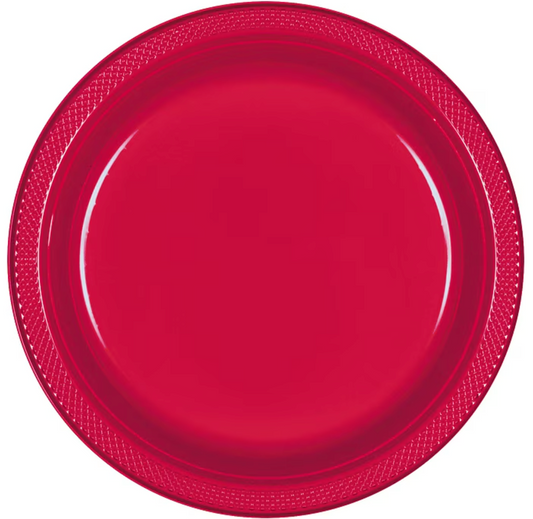 Apple Red 7 inch Plastic Plates 20 Ct
