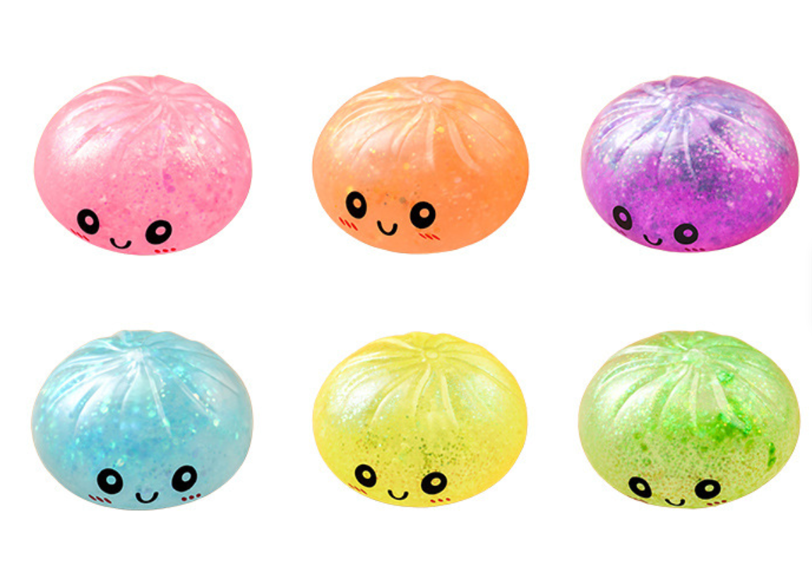 3.5 inch Squishy Glitter Gel Steamed Dumpling Toy 1ct
