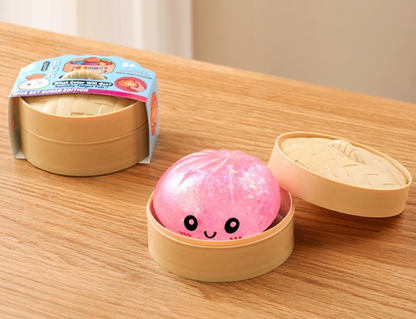 3.5 inch Squishy Glitter Gel Steamed Dumpling Toy 1ct